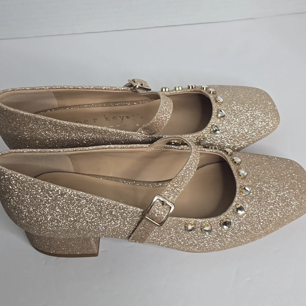 Copper Key Cece Sparkle Heart Mary Jane Pumps Girls 4M